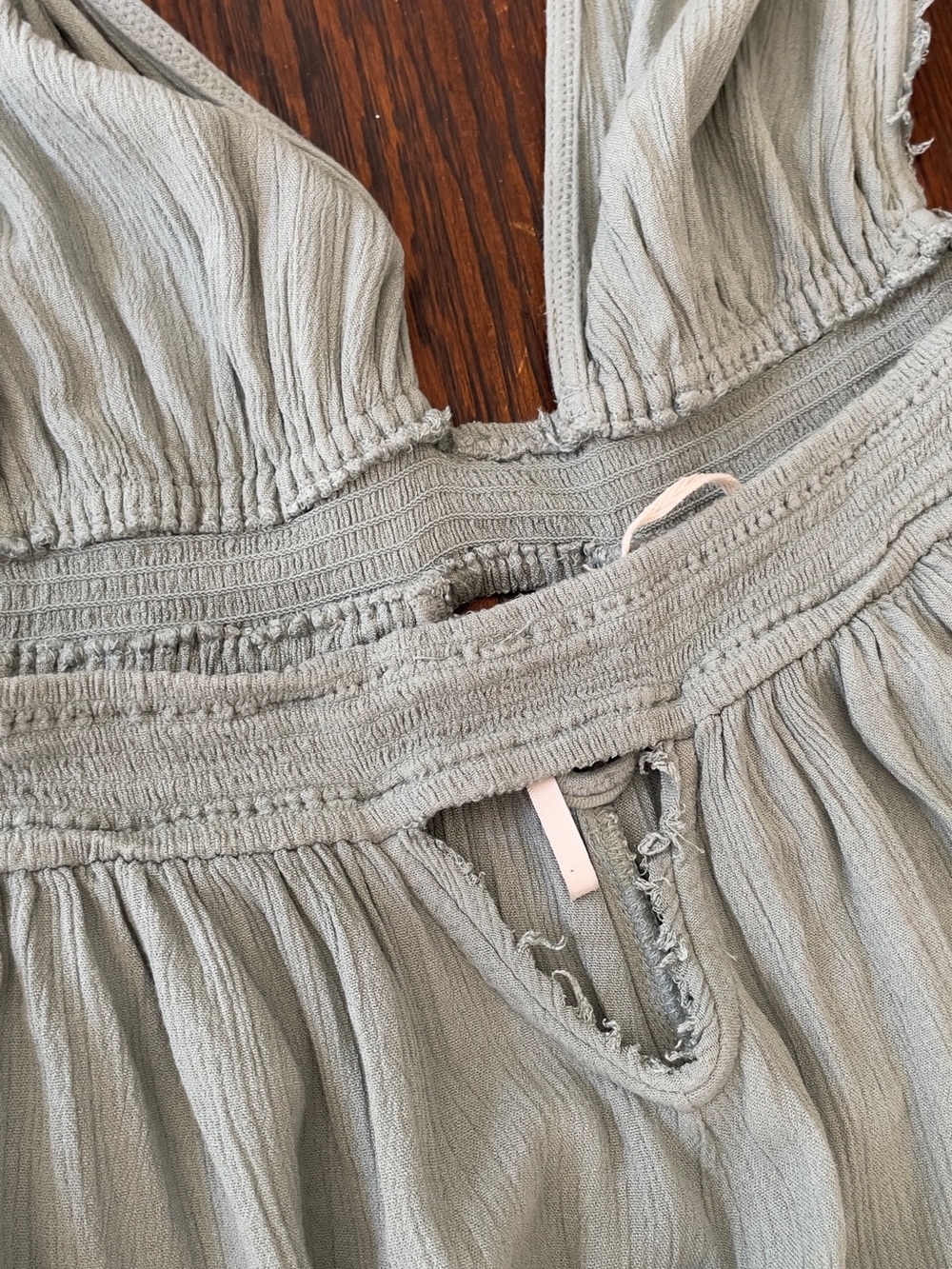 Free People Look Into The Sun Boho Sage Green Maxi Dress with Plunging Neckline - Picture 9 of 12
